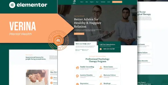 Verina – Mental Health Elementor Template Kit